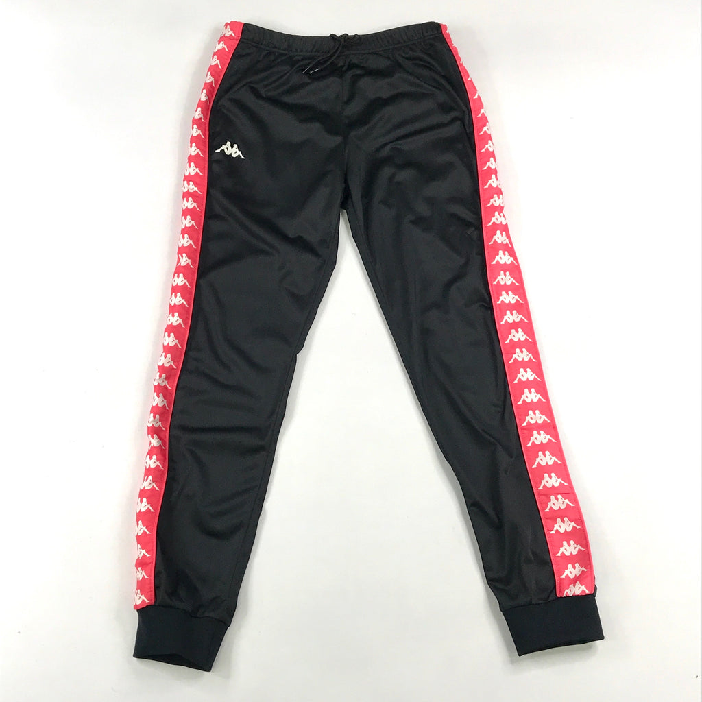 Kappa 222 Banda wrastoria track pants in black-red fragola-white