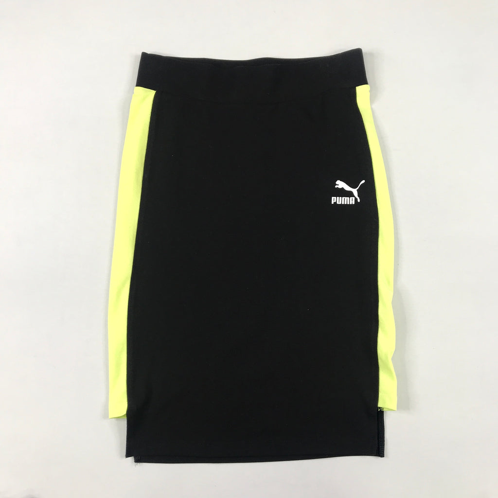 Puma classics tight skirt in black-sunny lime