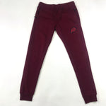 Laces embroidered patch zip hoodie jogging suit in burgundy