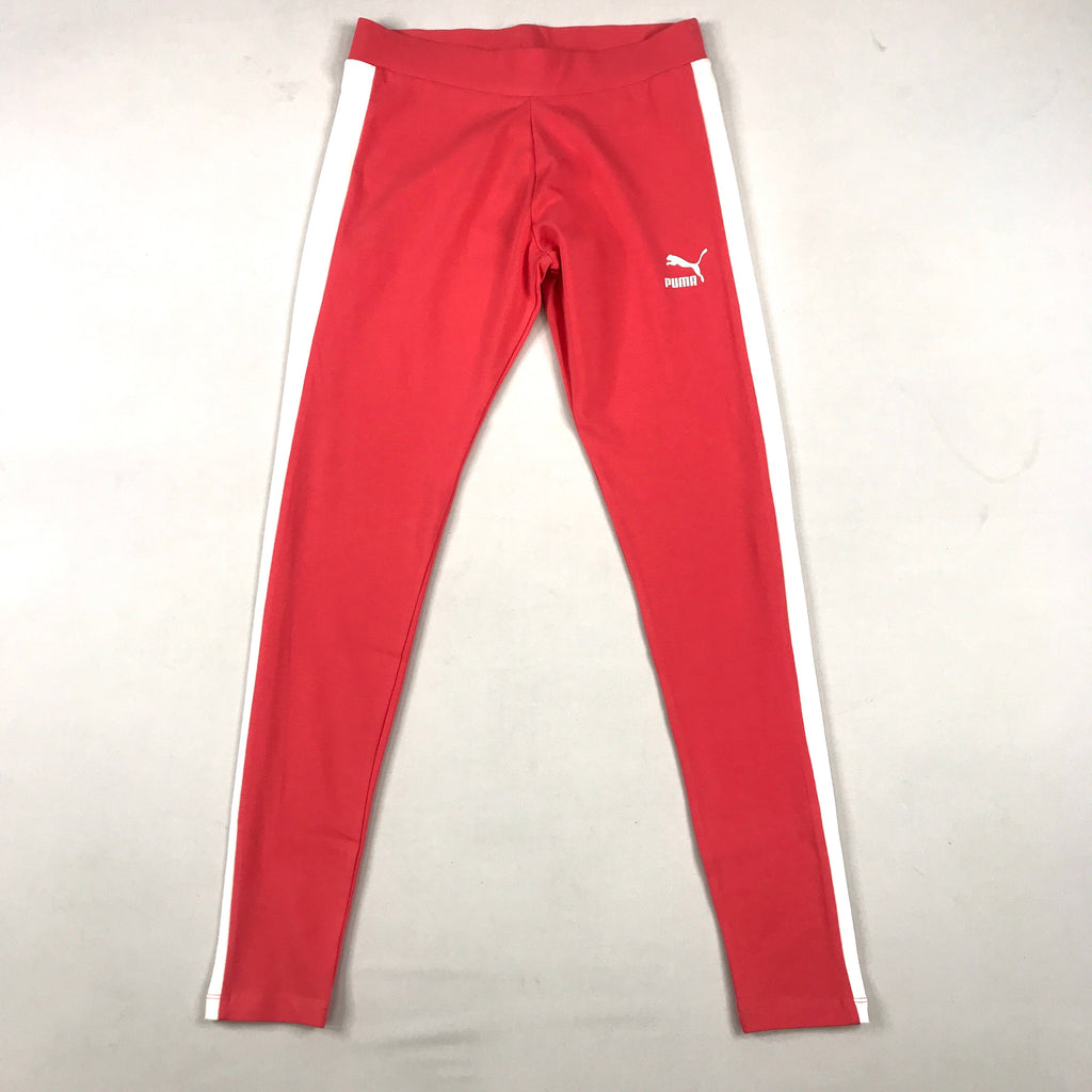 Puma classic logo T7 leggings in coral-white