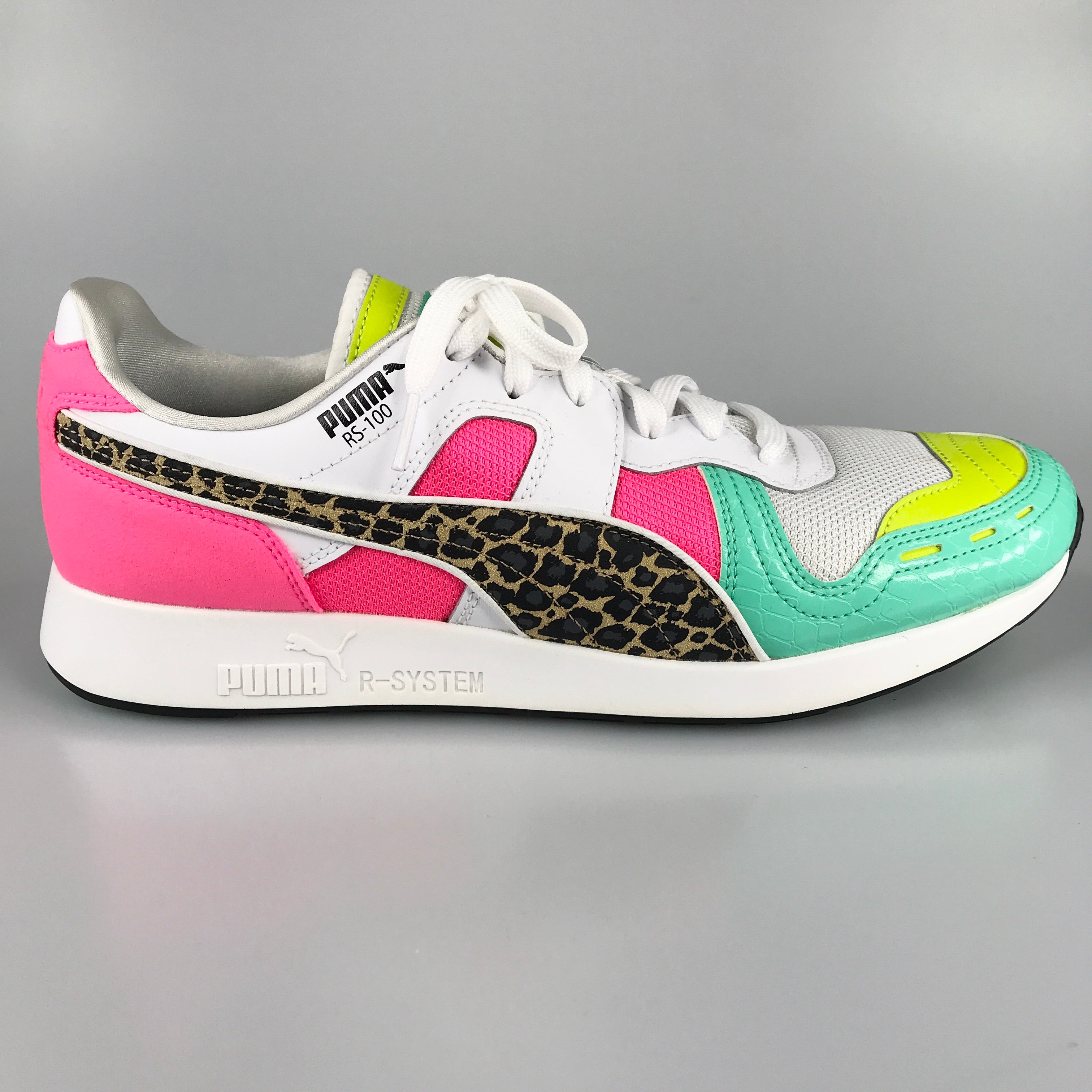 Puma RS-100 Party Croc in white-green-knockout pink