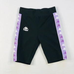 Kappa Banda Bayamon tee-biker short set in black-lt violet-white