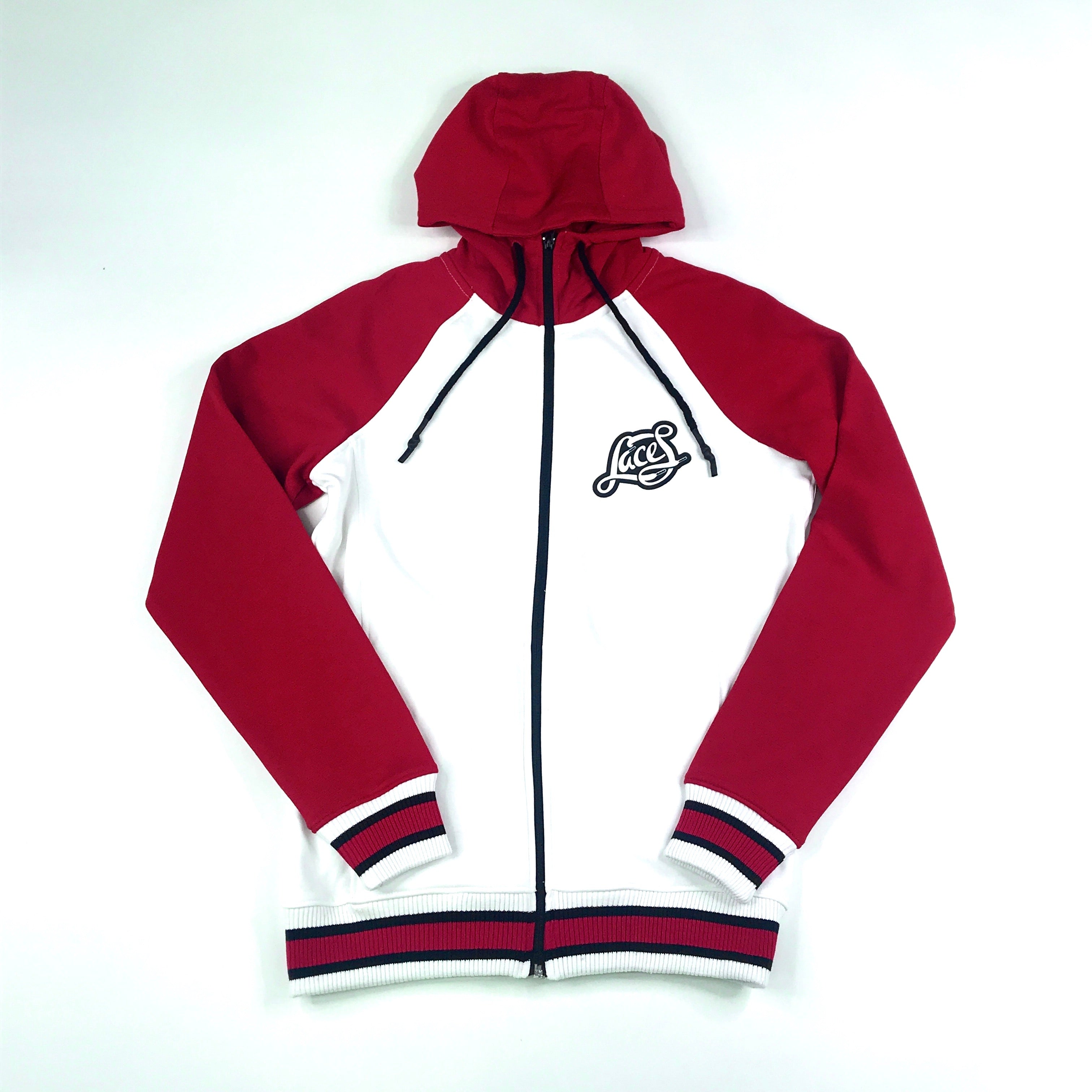 Laces red & white zip hoodie