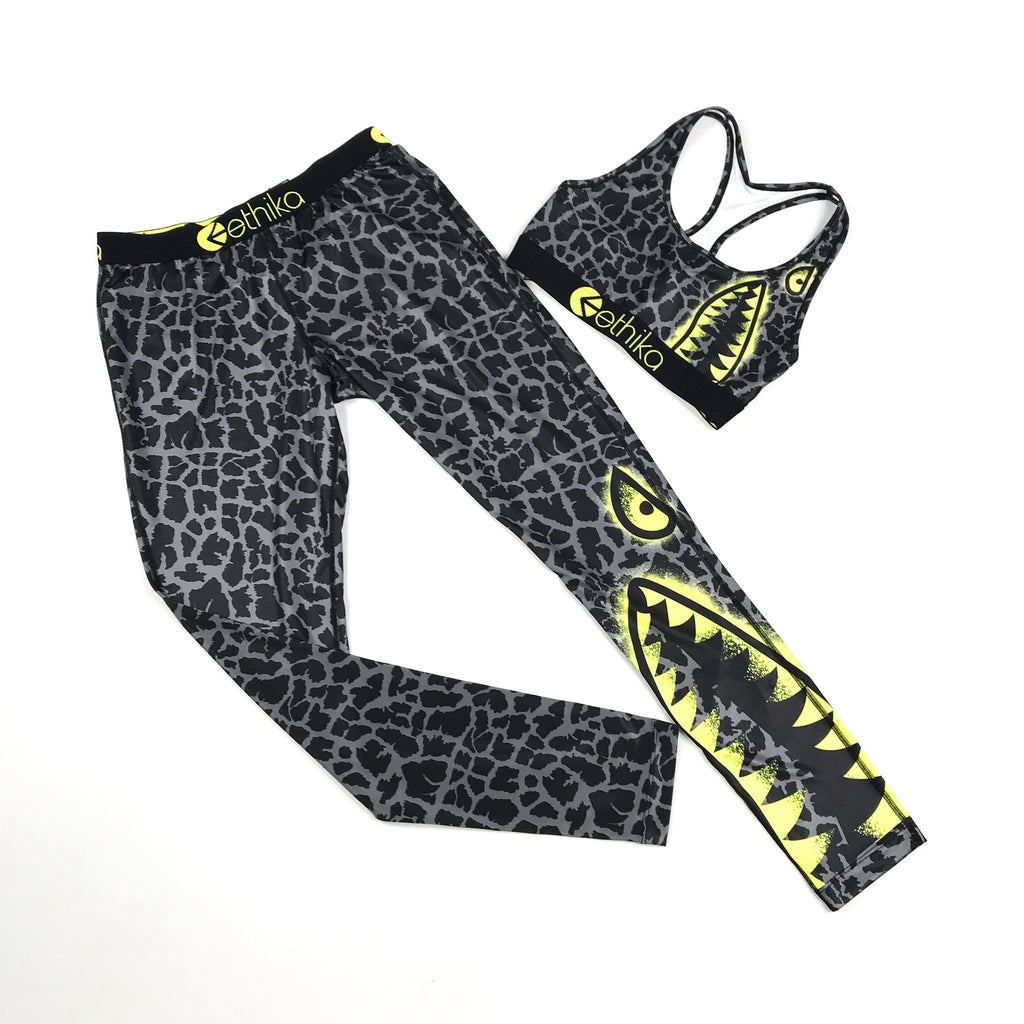 Ethika Leggings and sports bra set in Bomber Giraffe (wlus1289)