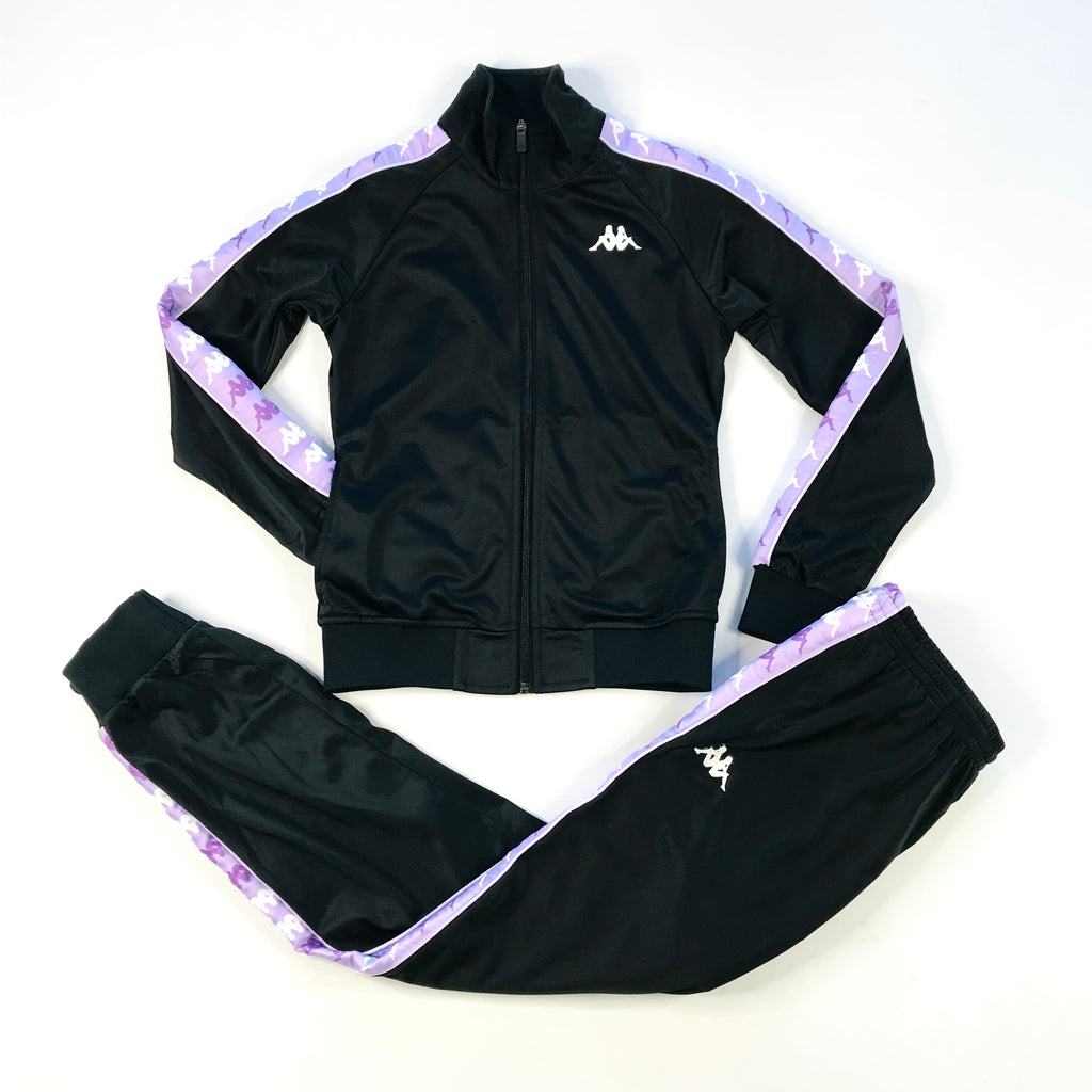 Kappa Banda Hatillo tracksuit in black-lt violet-white