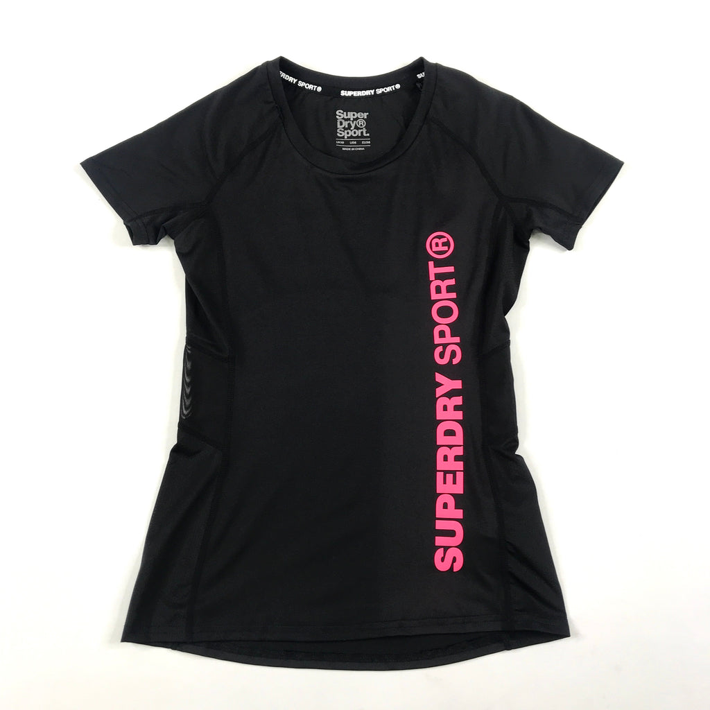 Superdry Core Fitted Mesh Panel tee in black