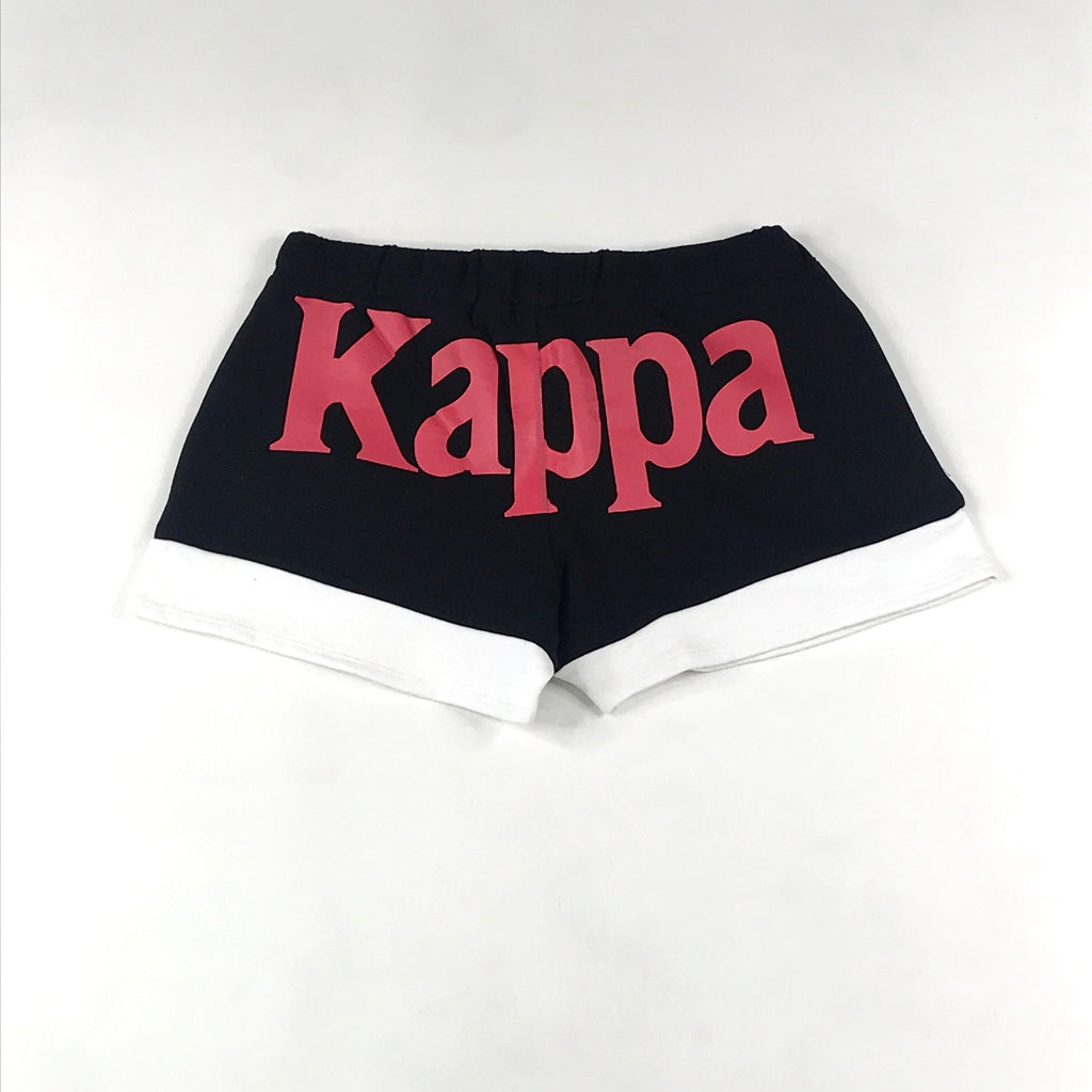 Kappa authentic sand colta shorts in black-white-fuchsia