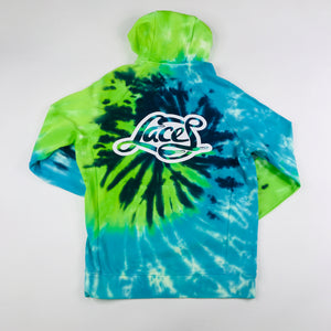 Laces blue & green tie-dye hoodie