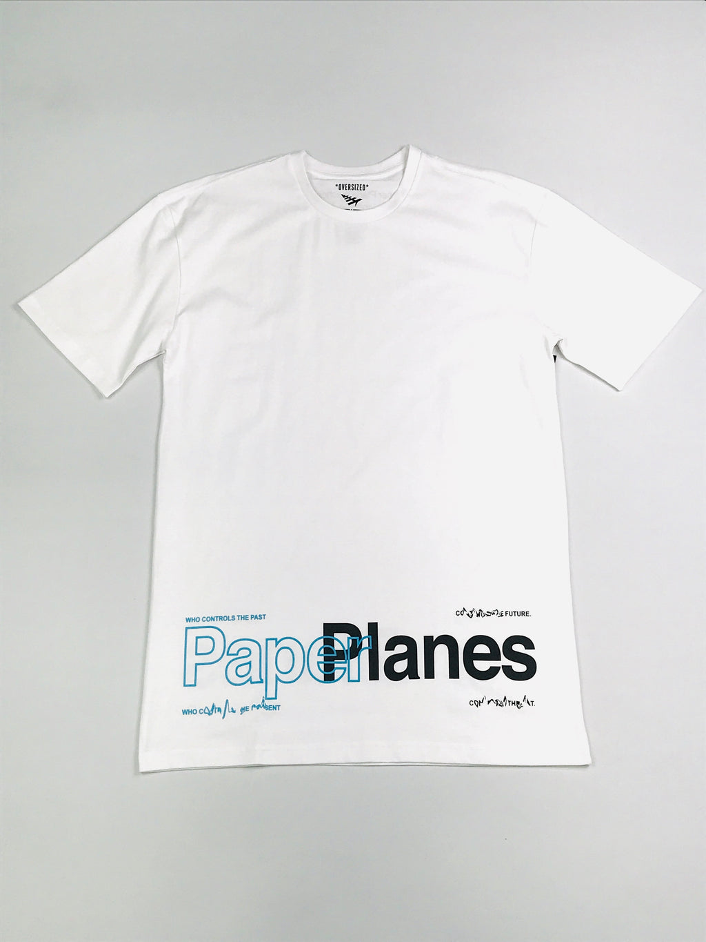 Planes “Who controls the past..” oversized tee in white