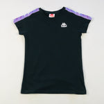 Kappa Banda Bayamon tee-biker short set in black-lt violet-white