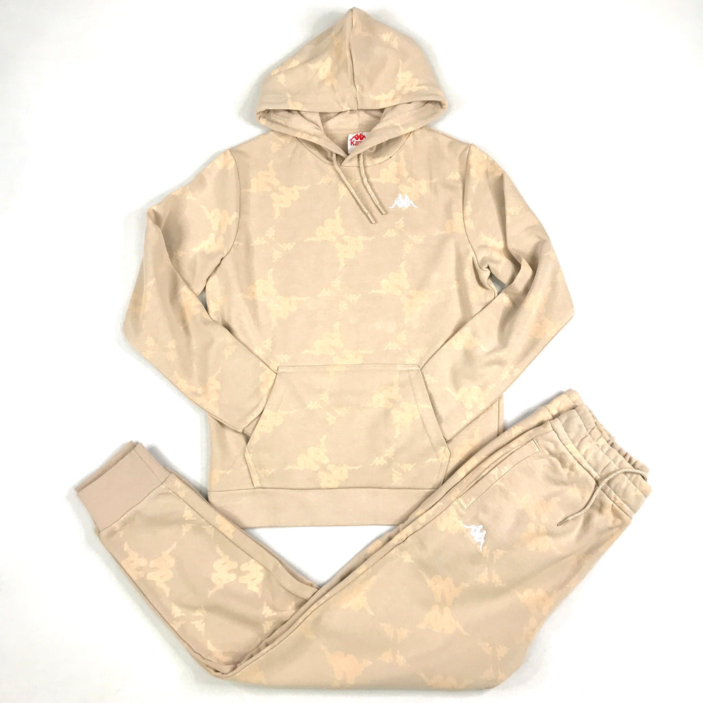 Kappa Authentic Emaios hoodie set in dark beige-light beige-white