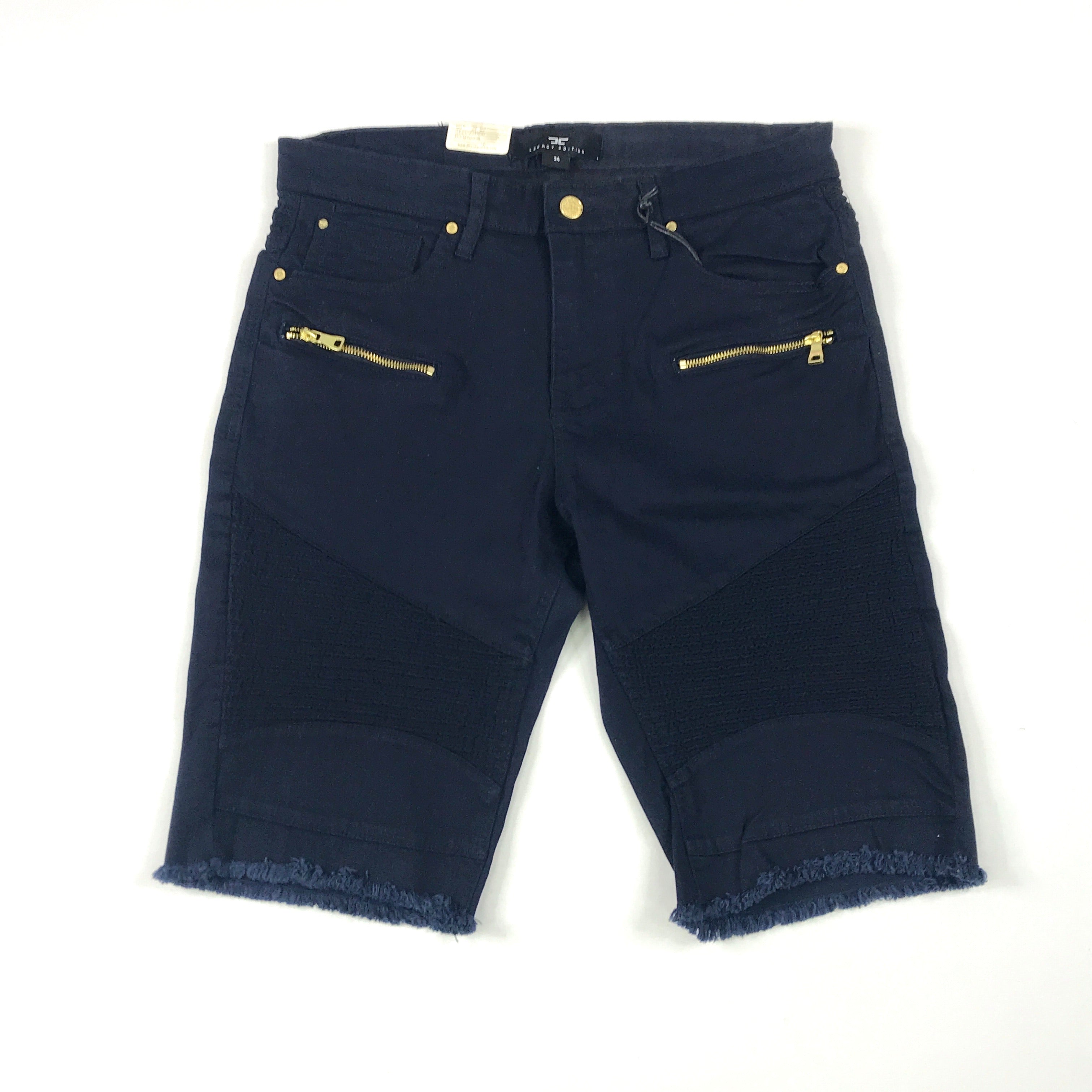 Jordan Craig navy shorts w/gold zippers