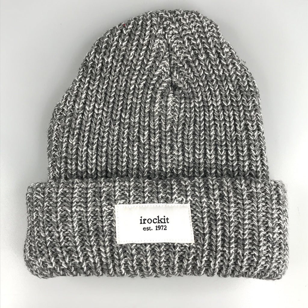 irockit knit skully in light grey-white