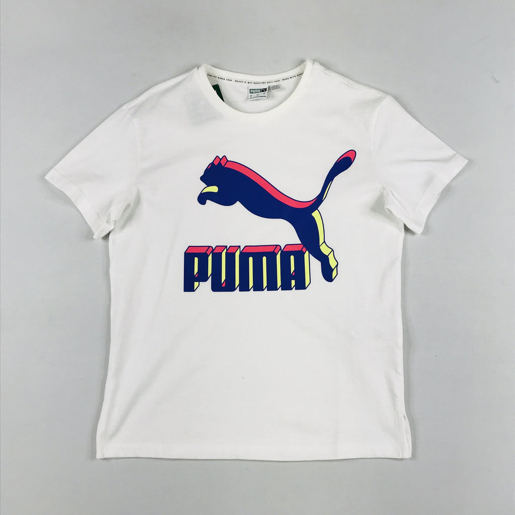 Puma logo tee in white-3D purple