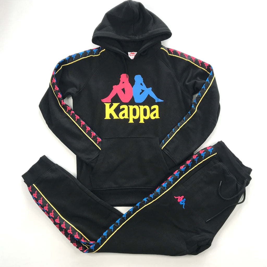 Kappa 222 Banda Dunnie Hoodie set in black-fuchsia-dk yellow