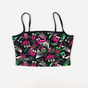 Puma sport bralette AOP in cotton black-pink-lime