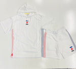 Puma decor8 ss hoodie-short set in white