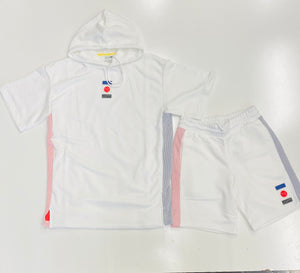 Puma decor8 ss hoodie-short set in white