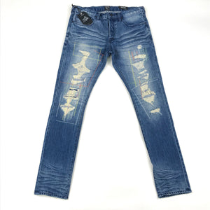 PRPS color stitch patch jeans