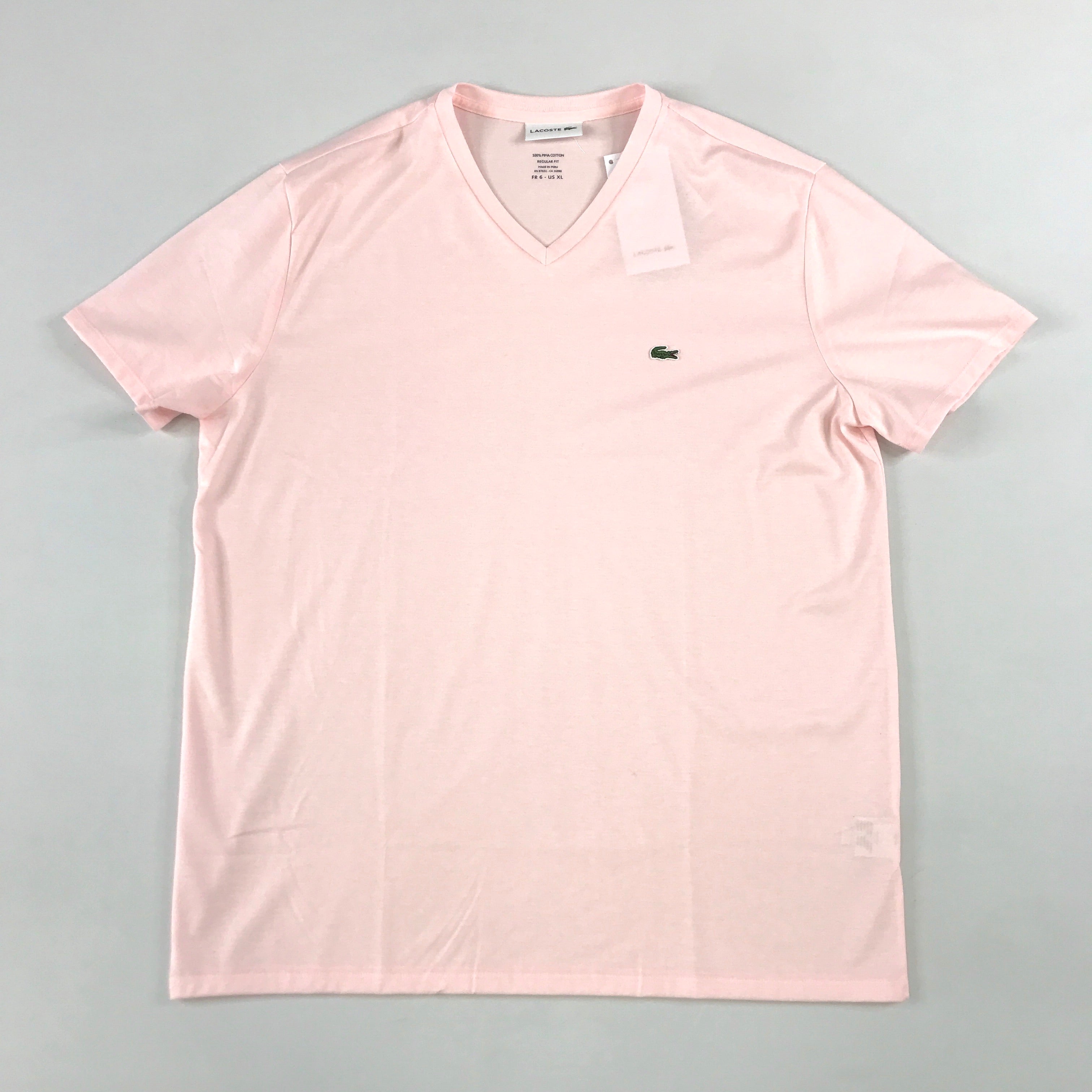 Lacoste cotton v-neck in light pink