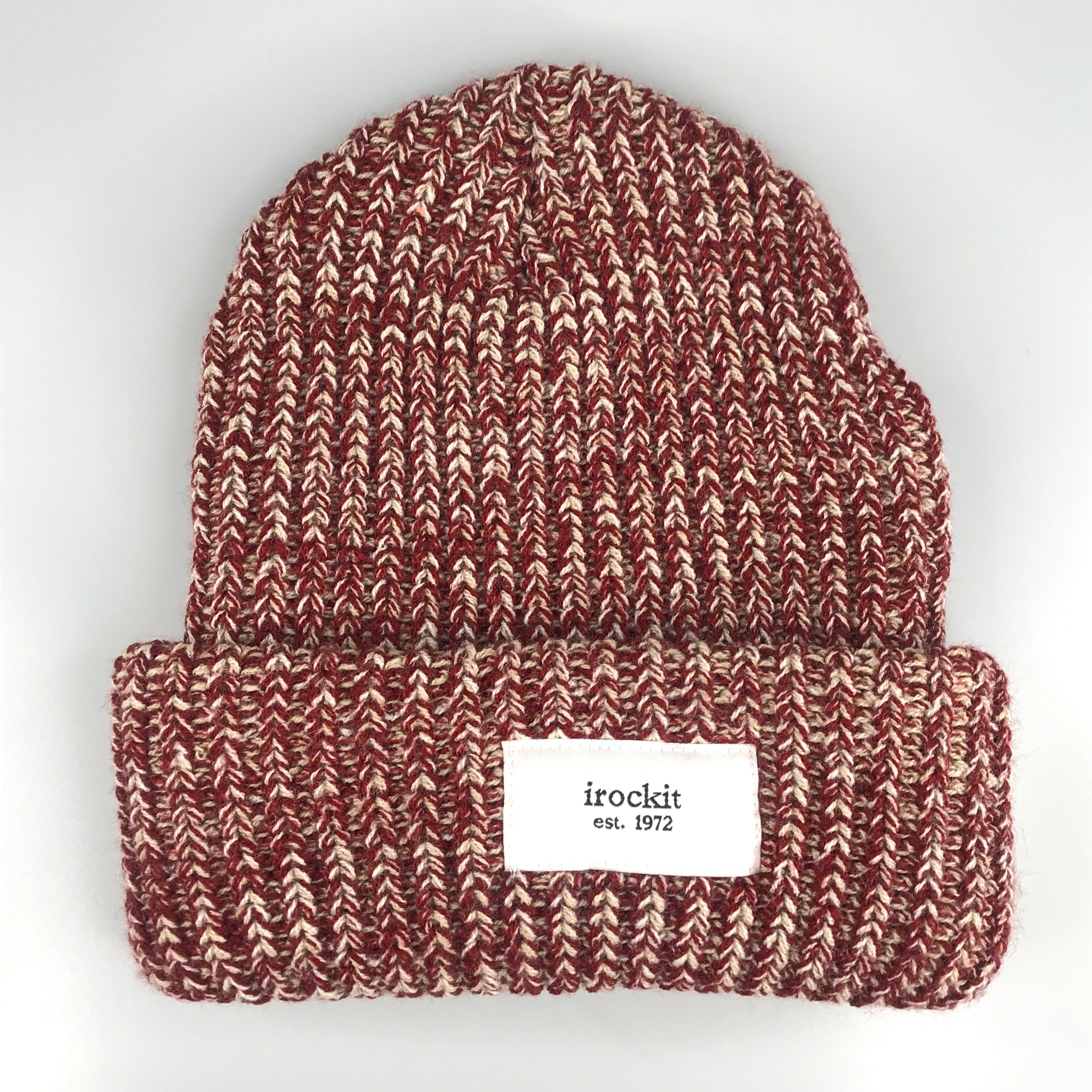 irockit knit skully in burgundy-white