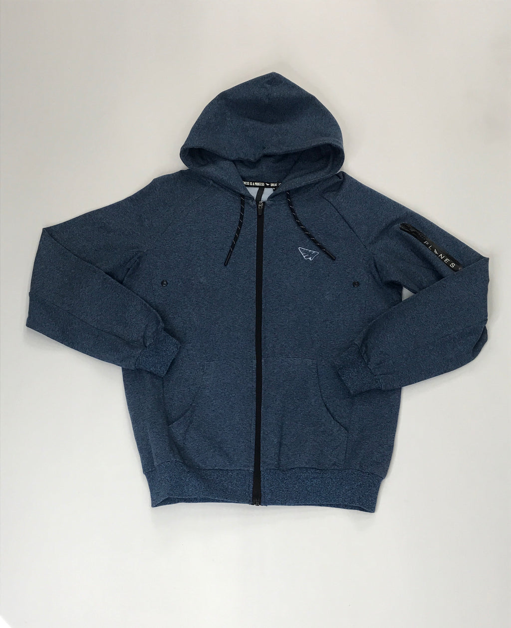 Planes solid zip navy melange hoodie