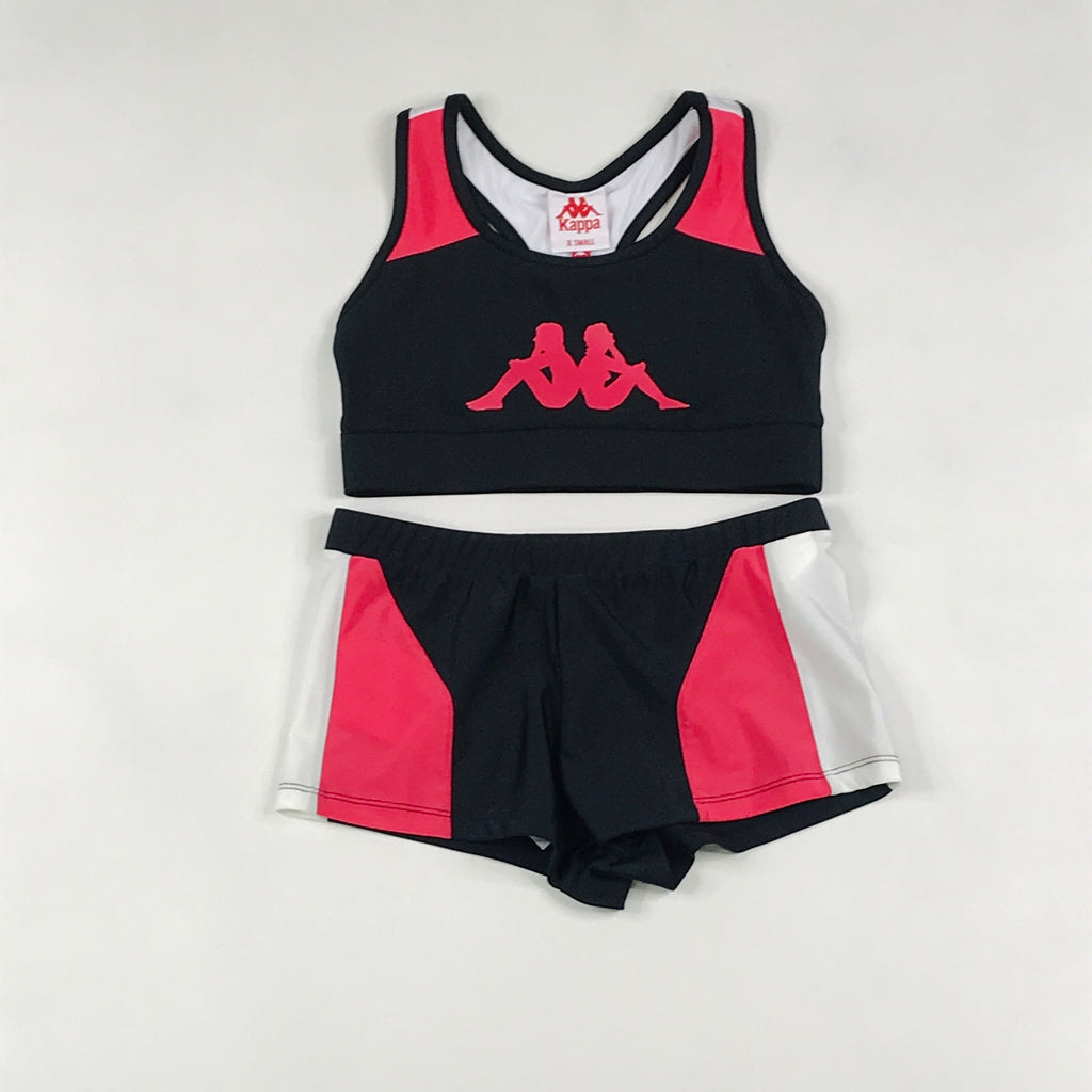 Kappa Authentic Race Catim athletic short set in black-pink-white