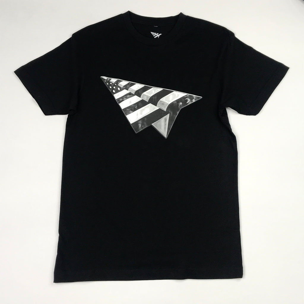 Glass planes flag on black tee