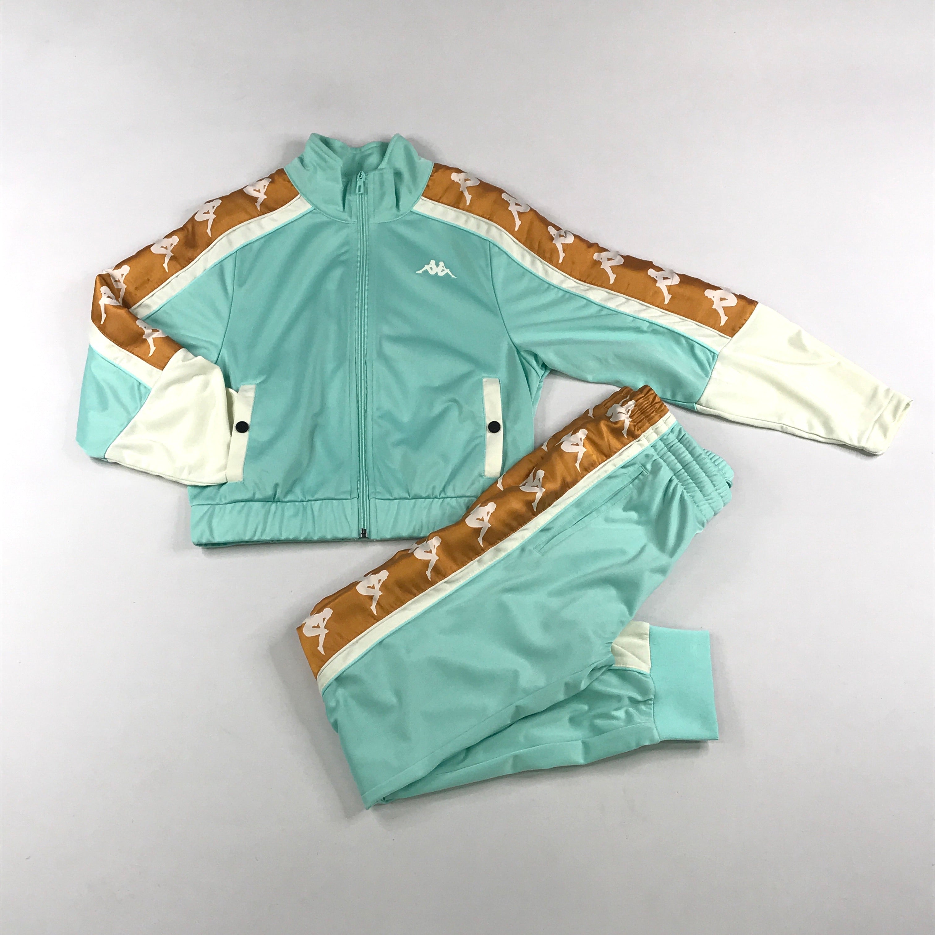 Kappa 222 Banda 10 Anay tracksuit in aqua-white-bronze