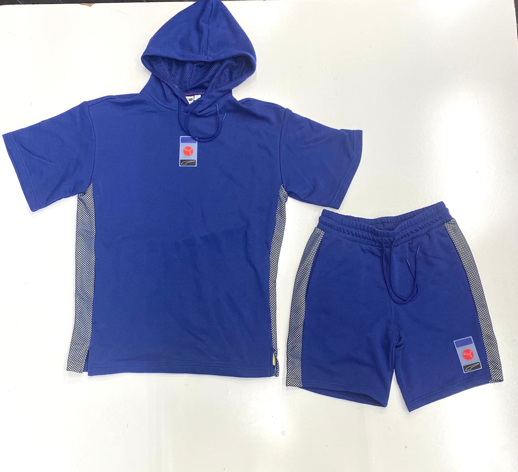 Puma decor8 ss hoodie-short set in elecktro blue