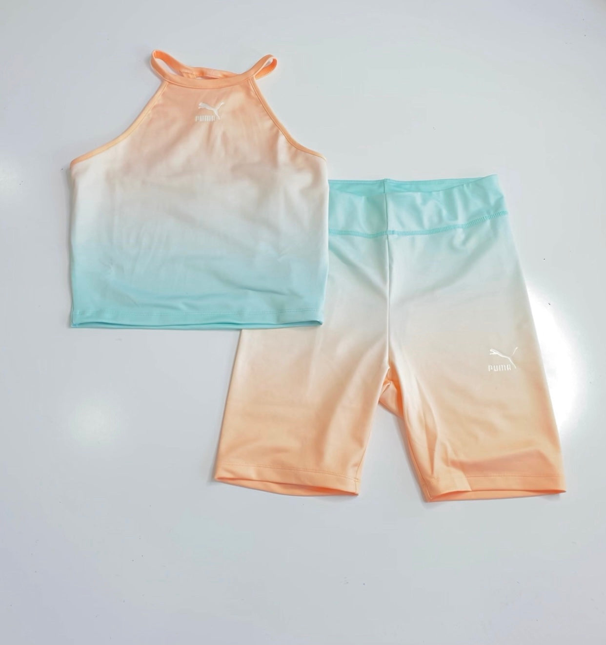 Puma eggshell biker short set