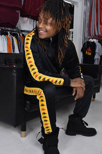 Kappa 222 Banda Dullo tracksuit in black-red-gold