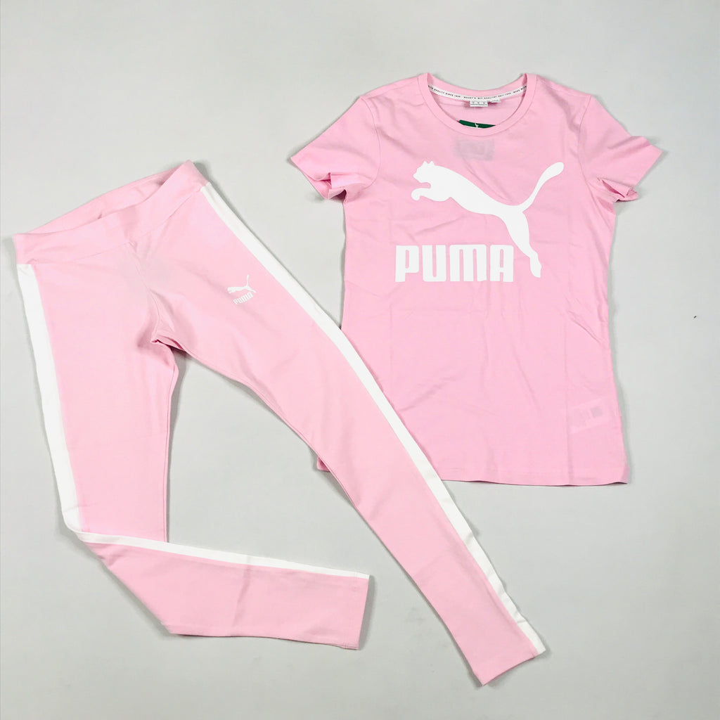 Puma Iconic T7 leggings-tee set in pink