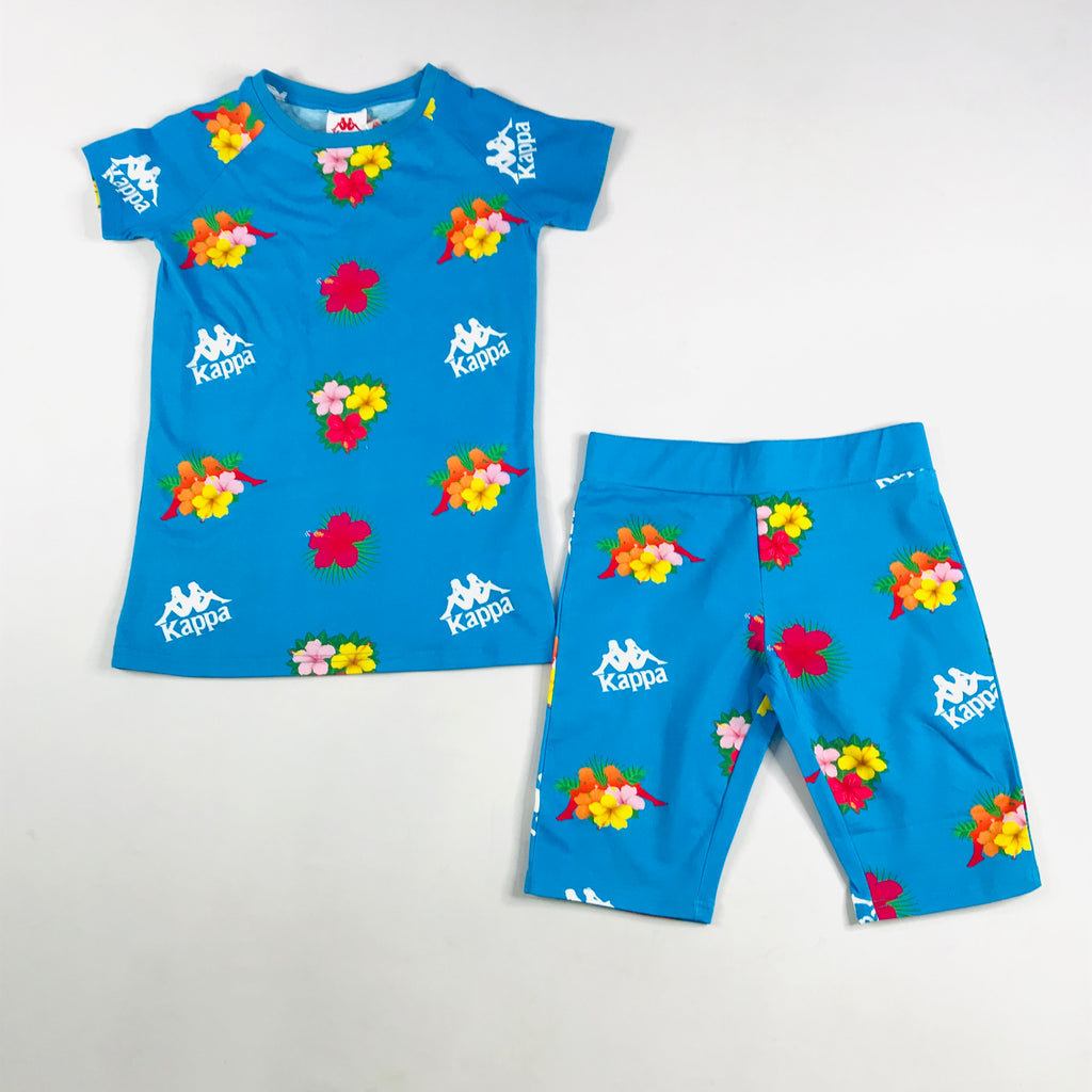 Kappa Authentic bengkulu tee-biker short set in turkis blue