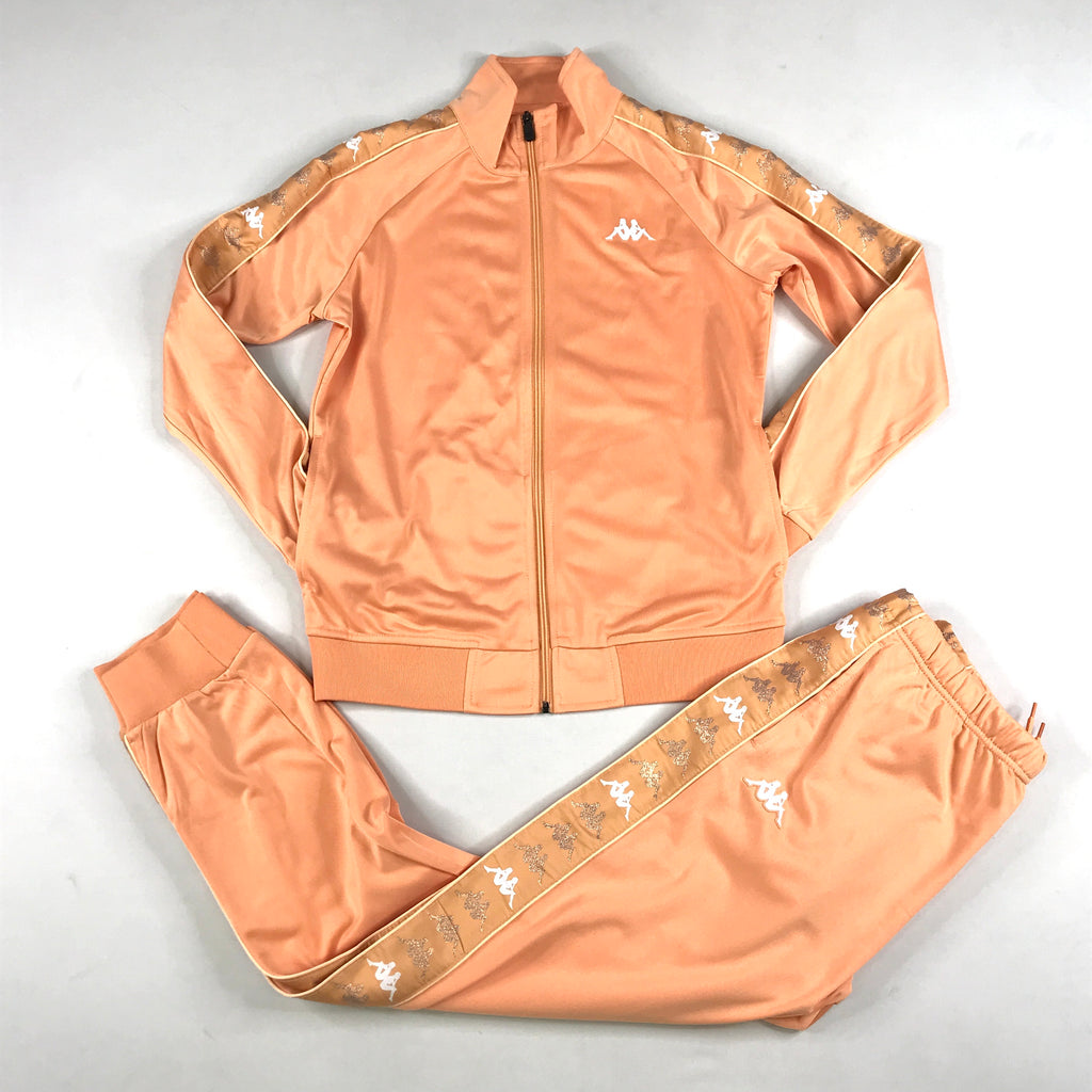 Kappa 222 Banda Blaston tracksuit set in peach-white-pink blush