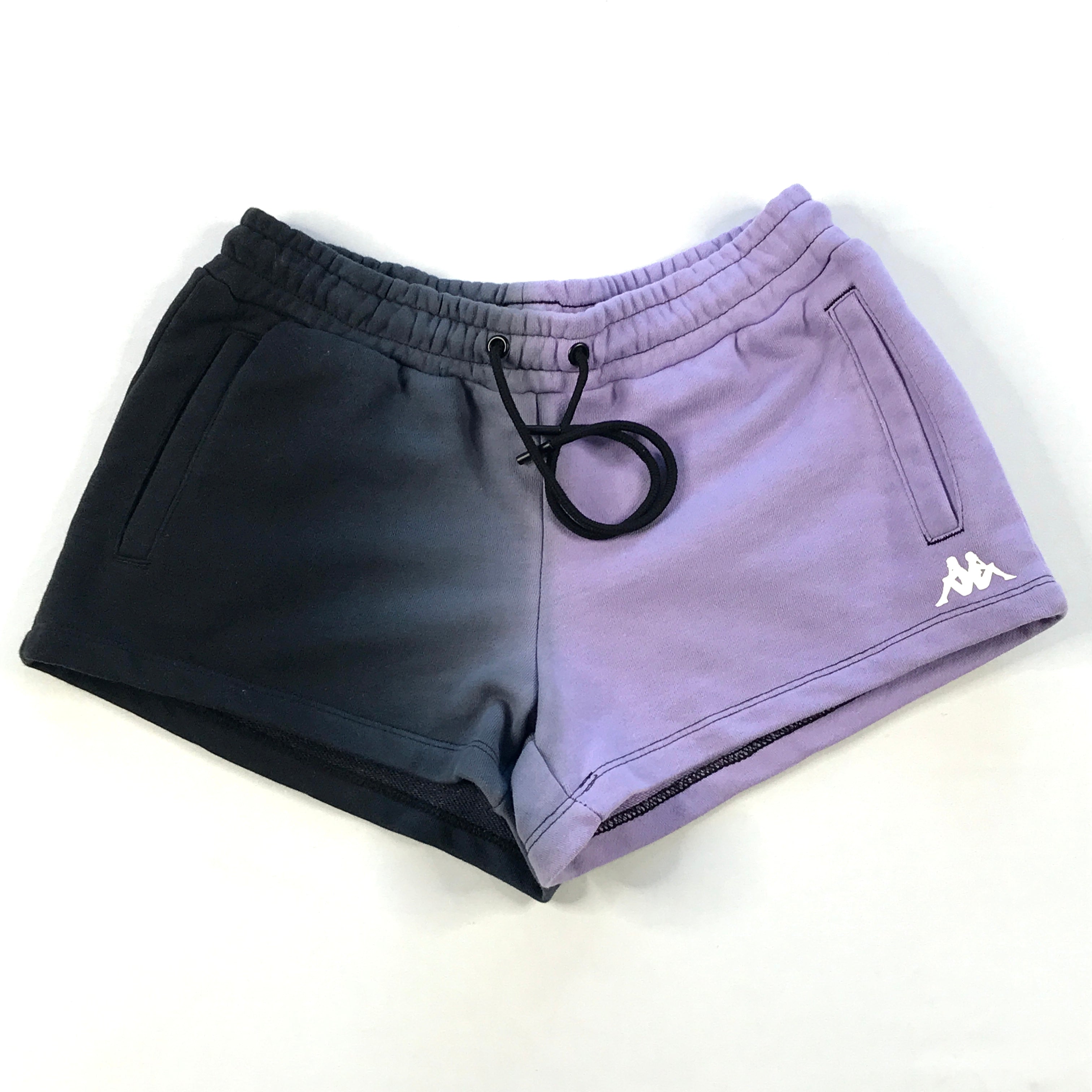 Kappa Authentic Jambi tee-sweat short set in black-lt violet-white