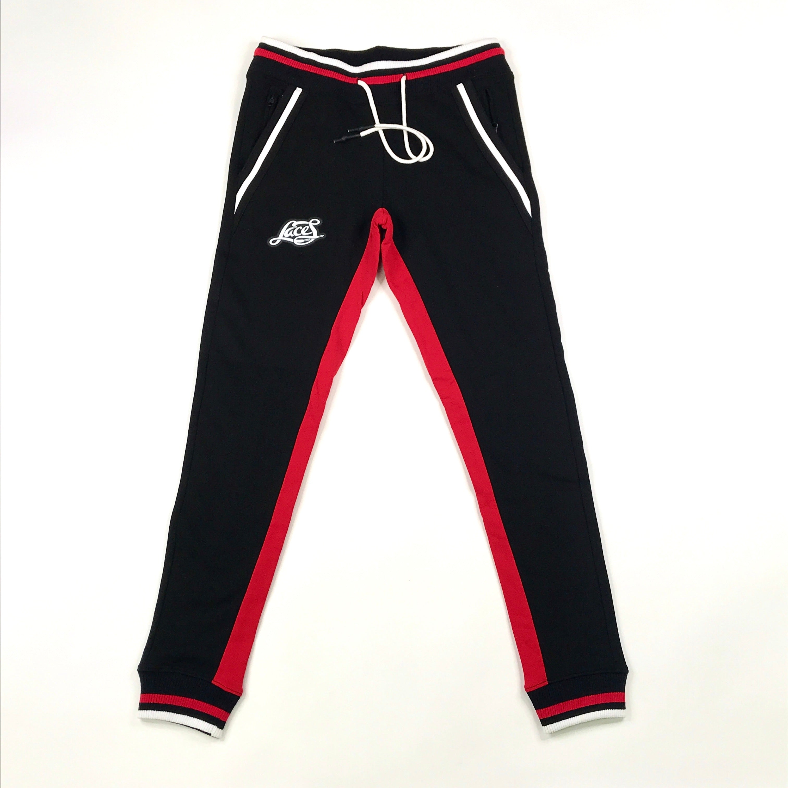 Laces black, red, white jogging suit