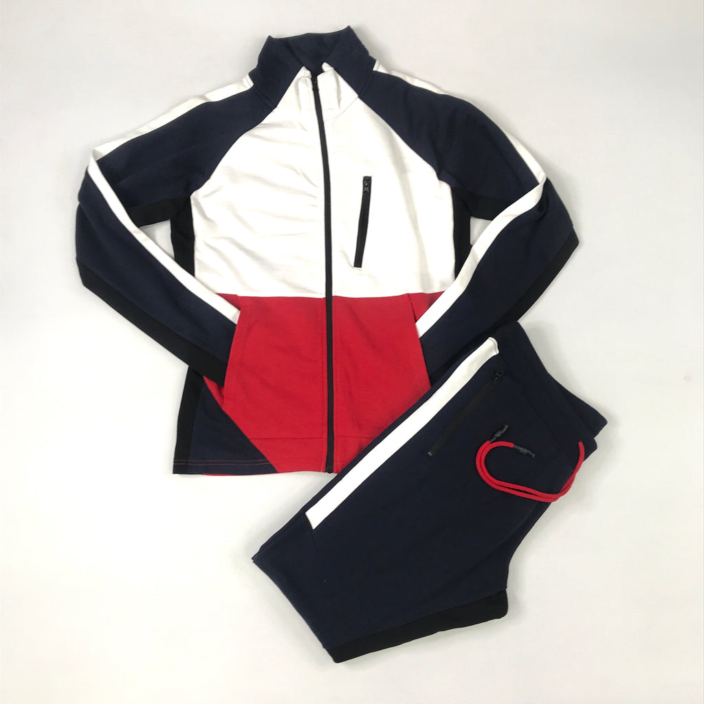 Jordan Craig red & navy tracksuit