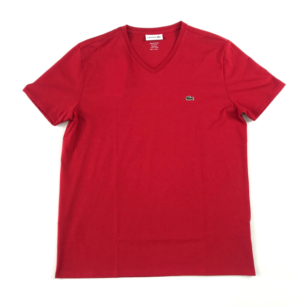 Lacoste cotton v-neck in red