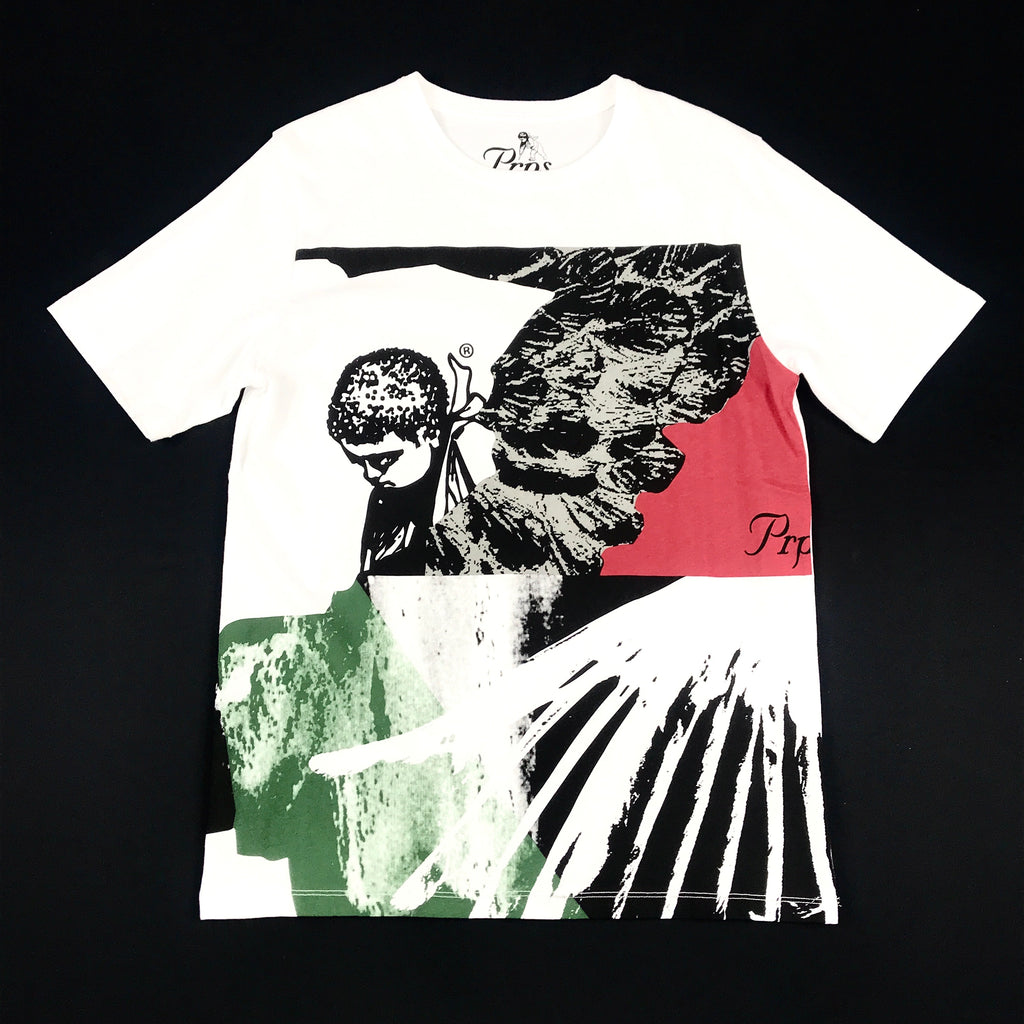PRPS red, black, green on white tee