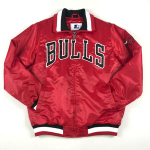 Vintage Chicago Bulls Leather Jacket Size Large Starter NBA