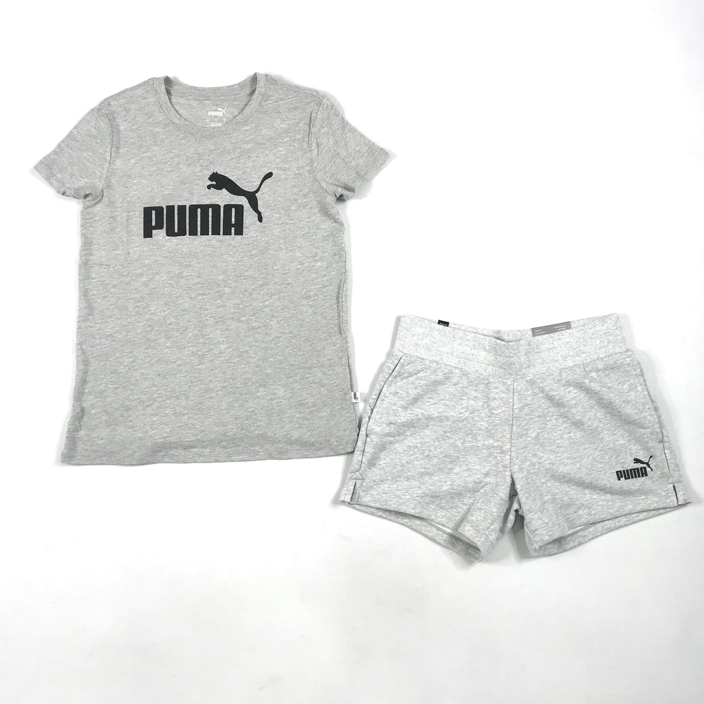 Puma ESS logo tee-short set in light heather grey