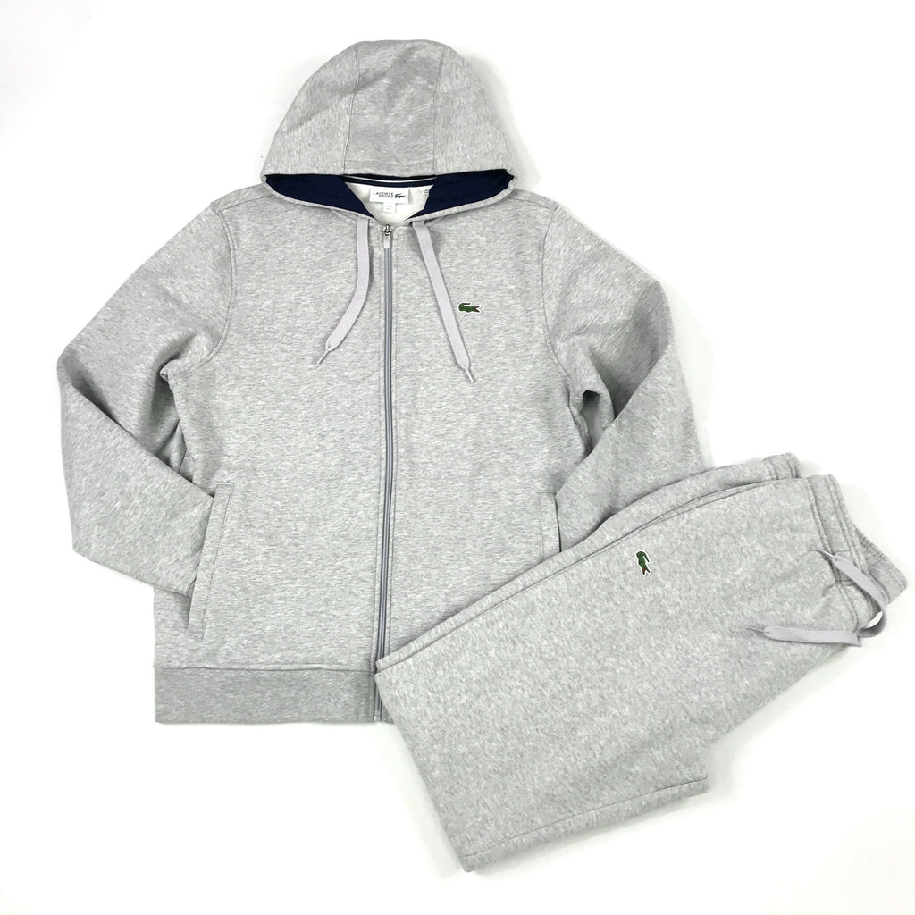 Lacoste light heather grey zip hoodie set