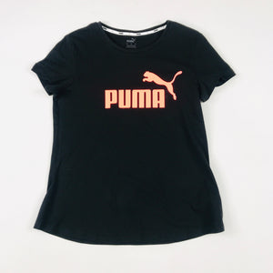 Puma ESS+ metallic tee in black-Nagy peach