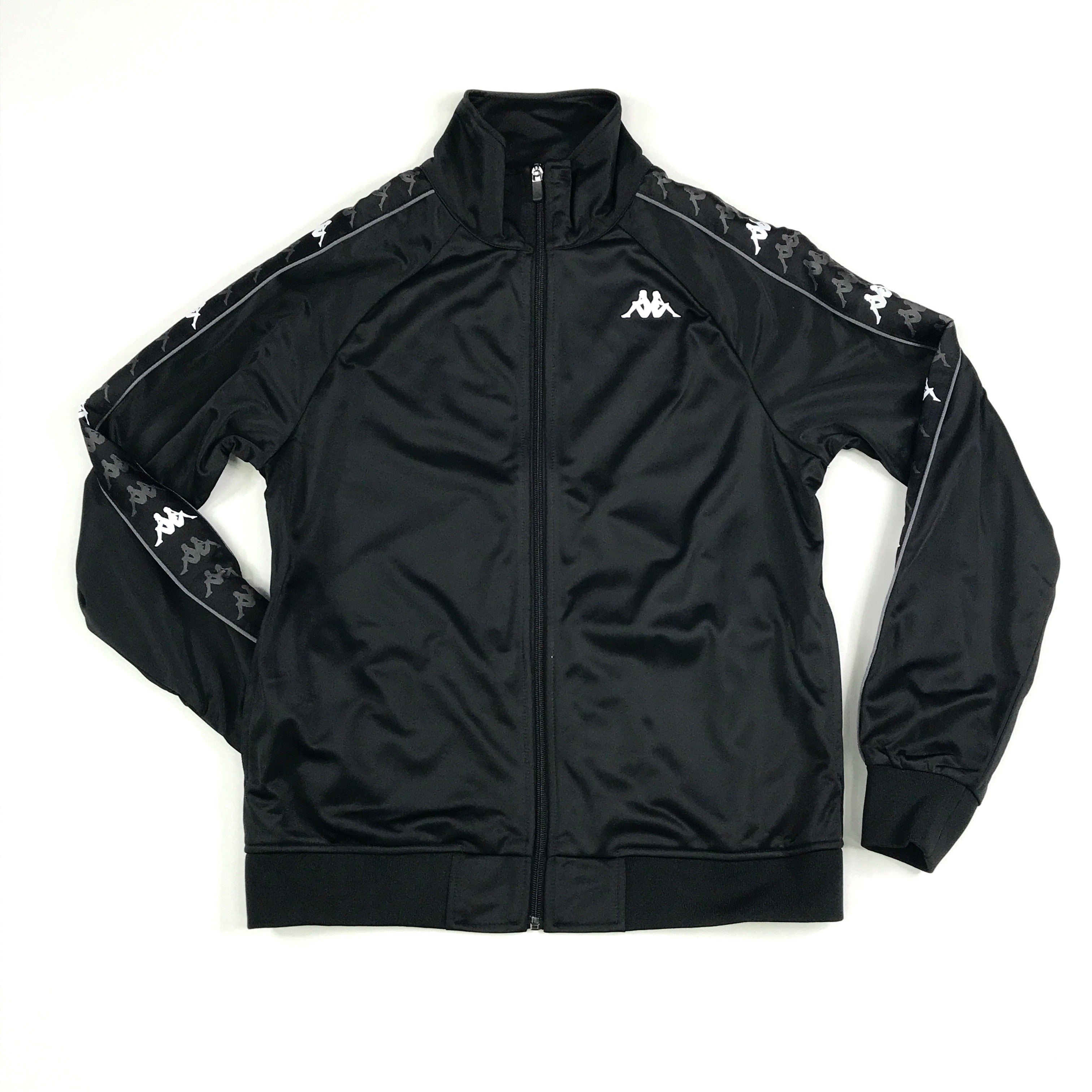 Kappa 222 Banda Dullo track jacket in black-dark grey-white