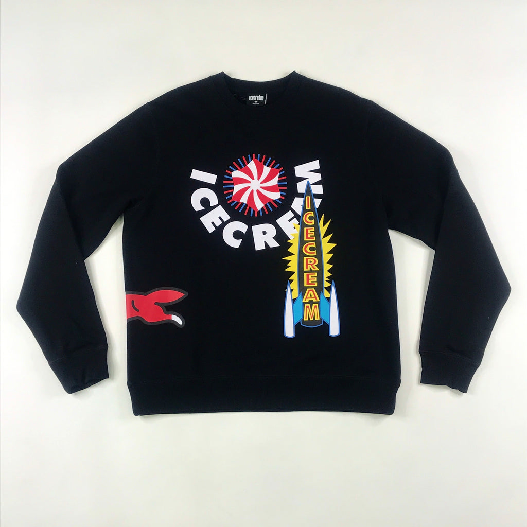 Icecream “stacker” crewneck sweater in black