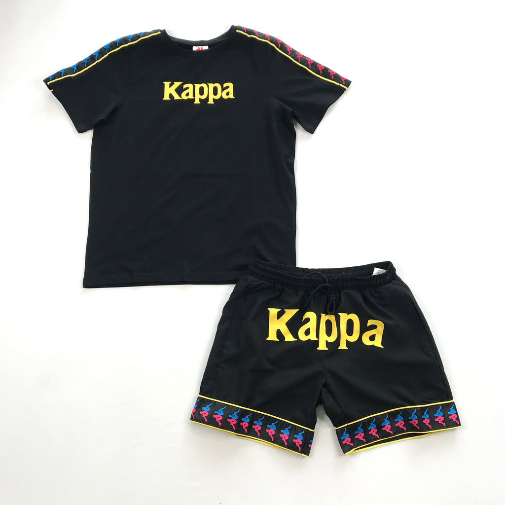 Kappa Authentic Bendoc tee-short set in black-fuchsia-dk yellow