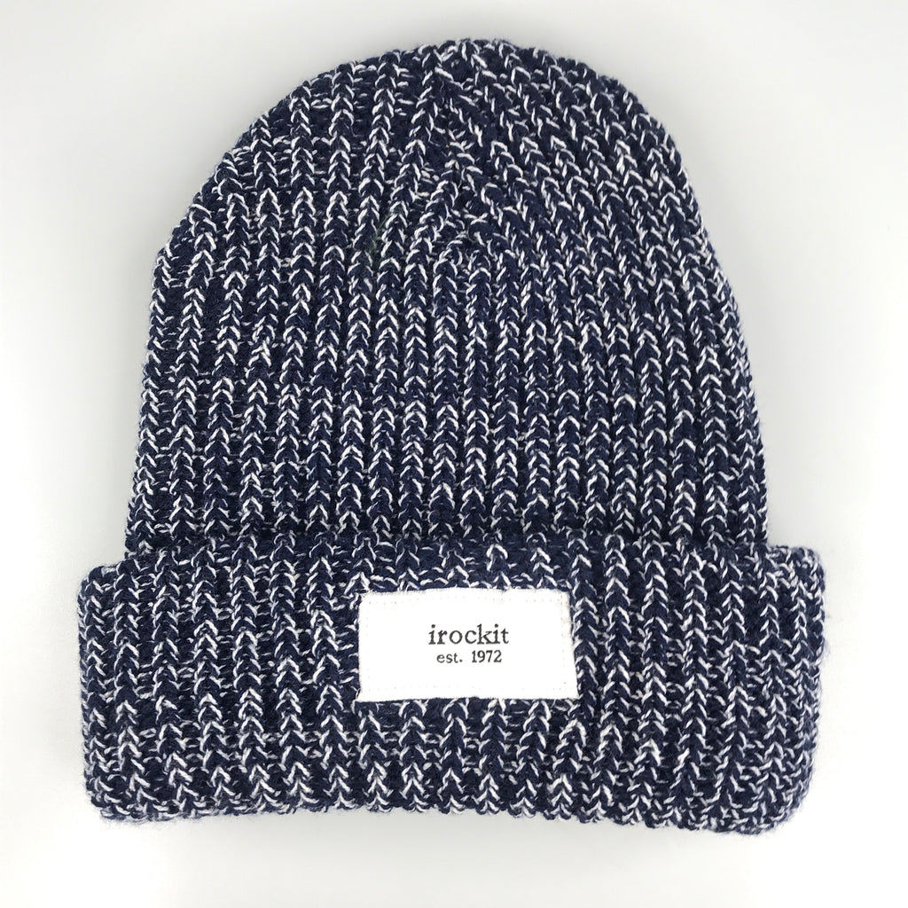 irockit knit skully in navy-white