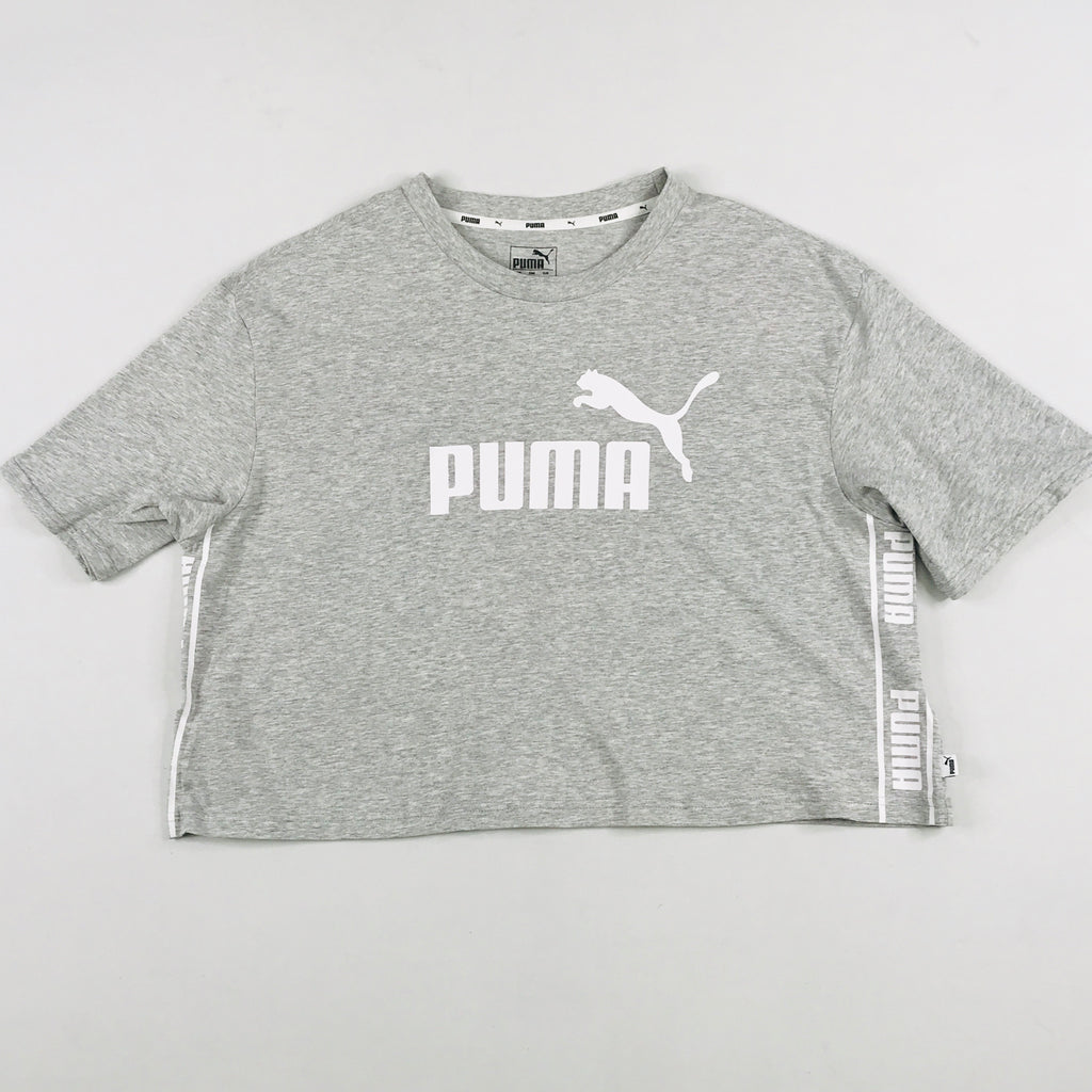 Puma amplified crop tee in light heather grey