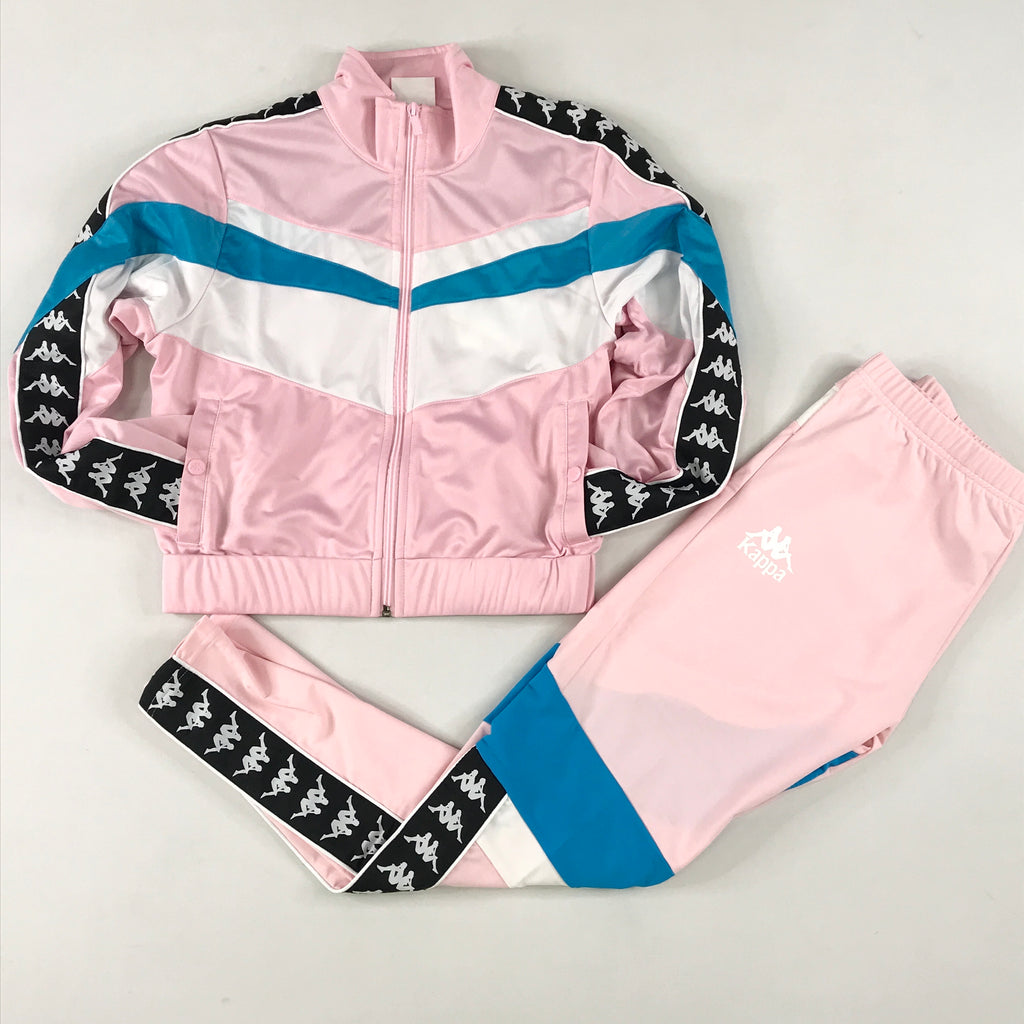 Kappa authentic football esta set w/leggings in soft pink-white-blue turkis